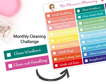 MONTHLY CLEANING clean Tidy Cleaning housework spray clean Reminder Planner Stickers Organiser Diary Challenge