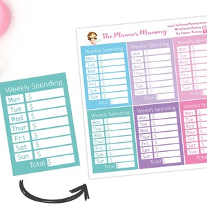 6 x Weekly Spending Budget Saving Planner Stickers Organiser Reminder Payday