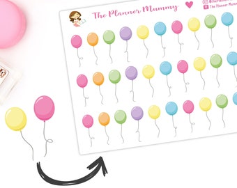 33 x Birthday Stickers Planner Present or Balloon Icon Banner Diary Calendar Reminder Happy Kikki K Party