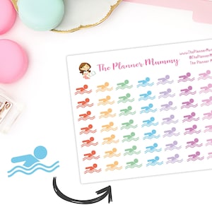 56 x Swimming Lesson Reminder Planner Stickers Swim Organiser Diary