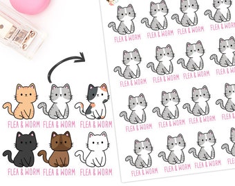 Stickers de rappel pour chat mignon chaton anti-puces toilettage vétérinaire chaton organisateur d'autocollants Kikki K Erin Condren calendrier