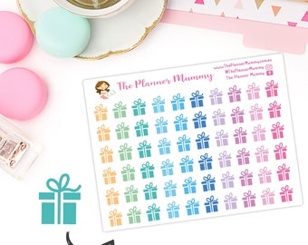 60 x Birthday Stickers Planner Present Icon Banner Diary Calendar Reminder Party Kikki K box