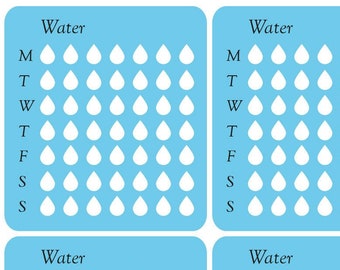 6 x Water Hydrate Planner Reminder Stickers Hydration Calendar Kikki K Drink Tracker