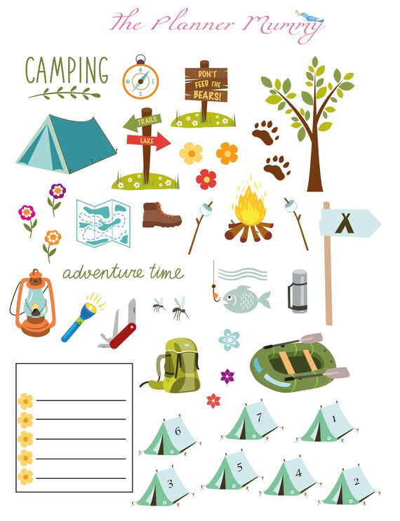 Camping Planner Spread Countdown Nature Stickers Organiser | Etsy