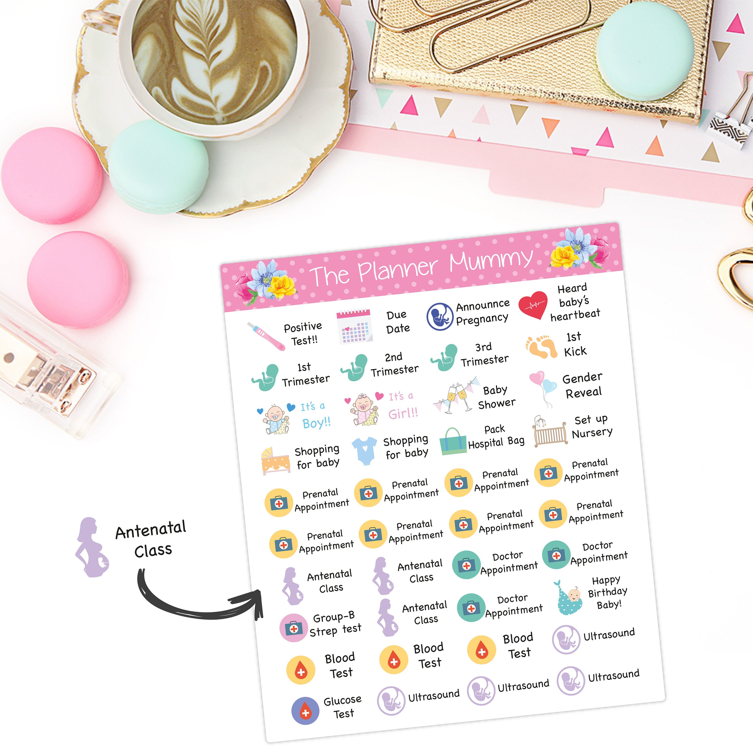 Pregnancy Countdown Stickers Baby Planner Reminder Doctor Appointments ...