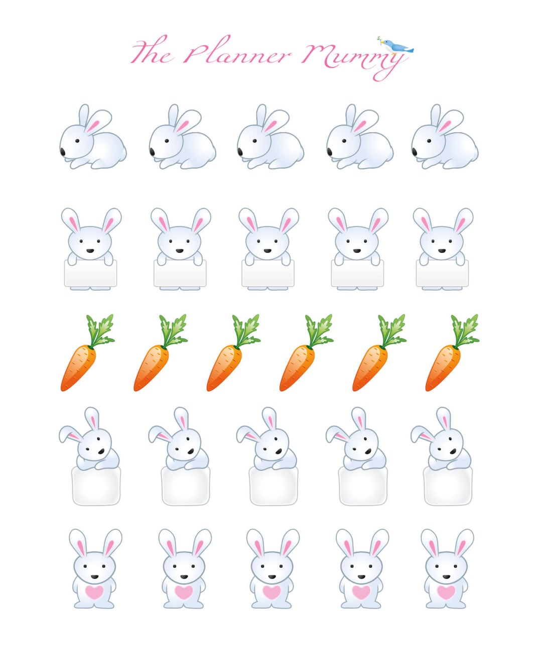 Bunny Rabbit Reminder Planner Stickers Use for Easter , Pet Reminder - Etsy