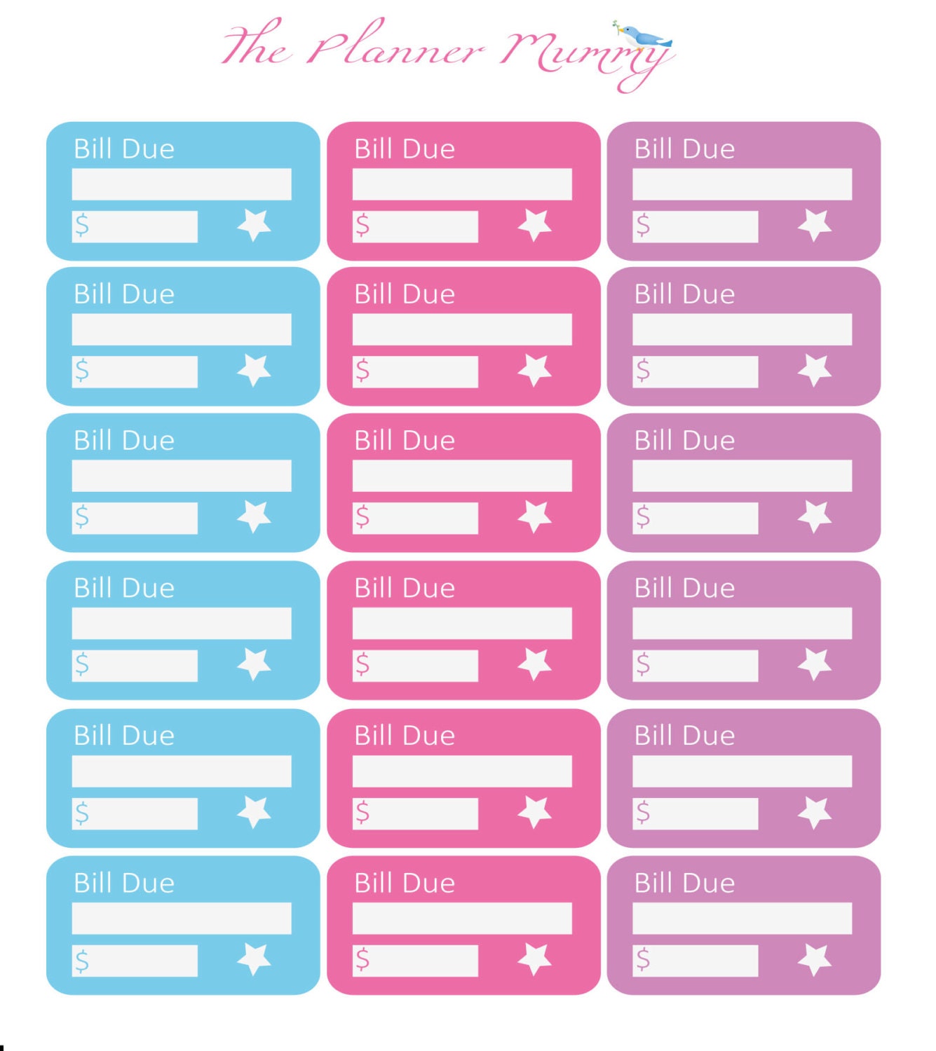 18 x Bill Due Payment Reminder Stickers Planner Diary Calendar Etsy