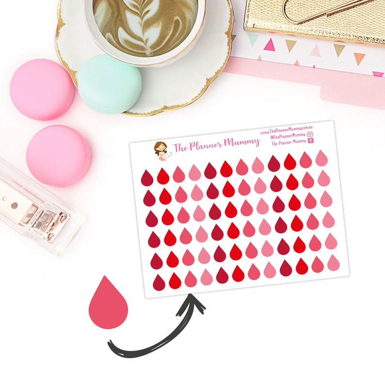 72 x Period Tracker Time of Month Blood Drop Donation Diary Calendar Reminder Happy Kikki K Party image 1