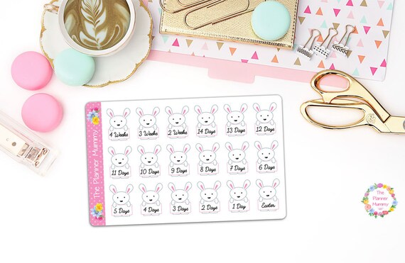 18 X Easter Countdown Bunny Rabbit Reminder Planner Stickers | Etsy