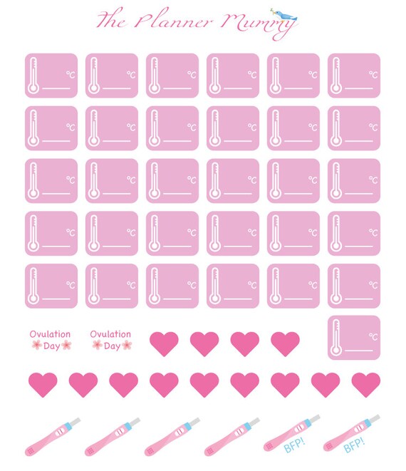 TTC Pregnancy Ovulation Basal Temperature Reminder Planner Stickers