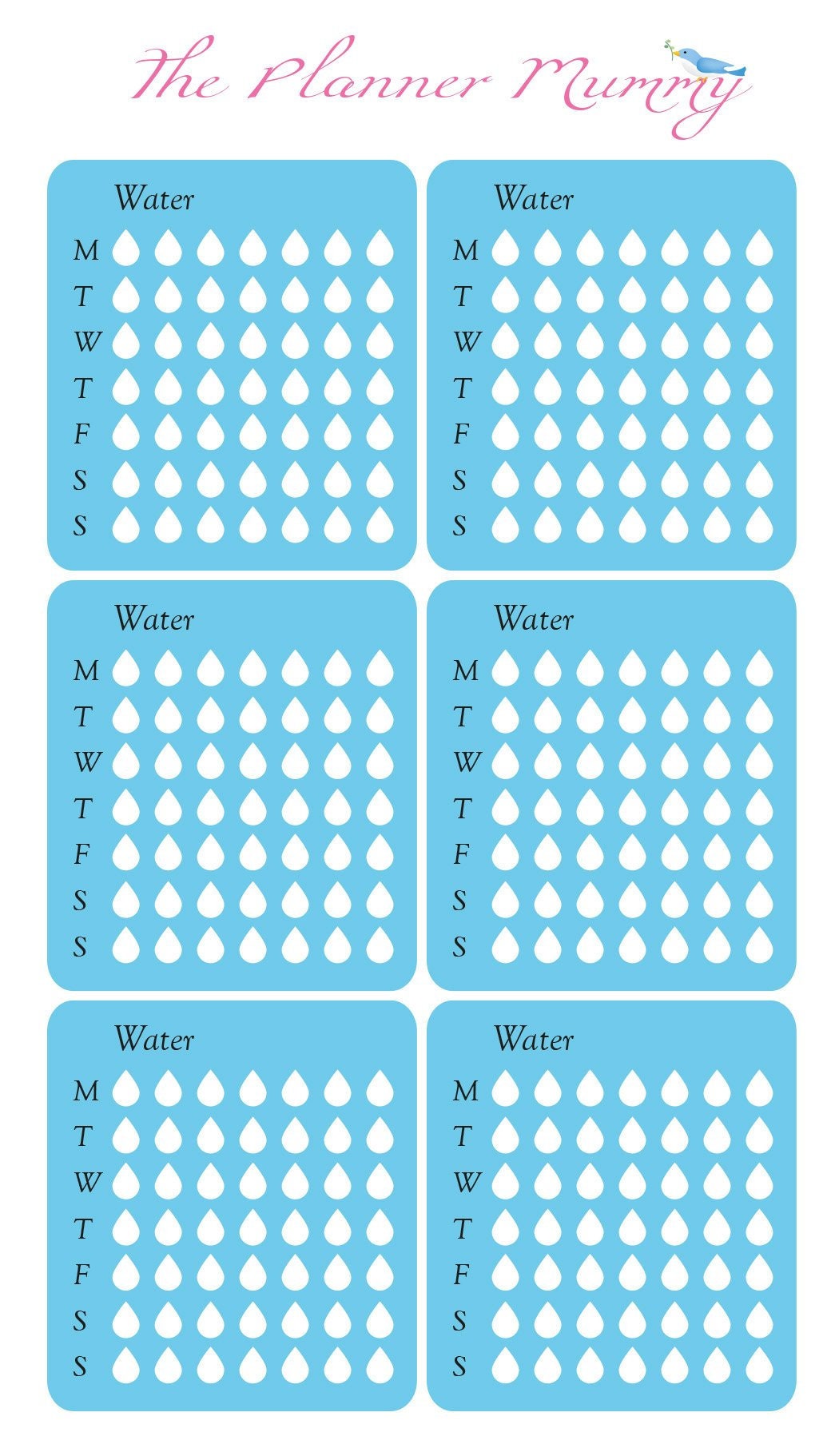 6 x Water Hydrate Planner Reminder Stickers Hydration Calendar | Etsy