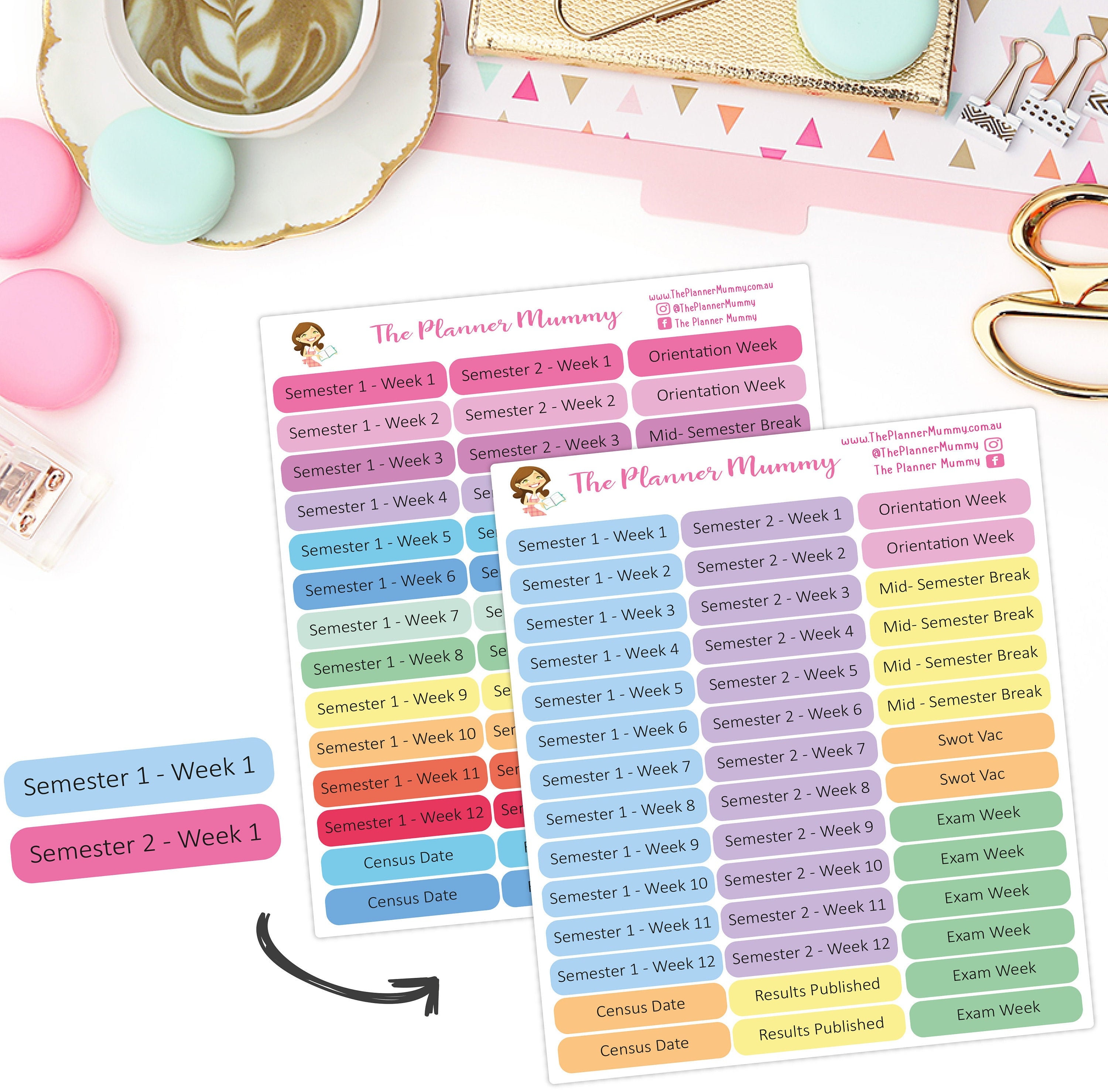 42 x University Semester & Event Exam Holiday Stickers Australian Planner Organiser Sticker Teacher Kikki K Australia Term Student