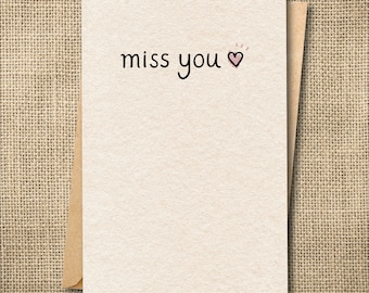 Miss You Card | Minimalist Greeting Card for Long Distance Friendship