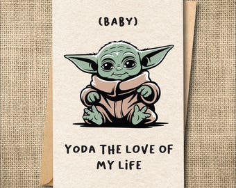 Yoda One for Me Card, Grogu, Star Wars Anniversary