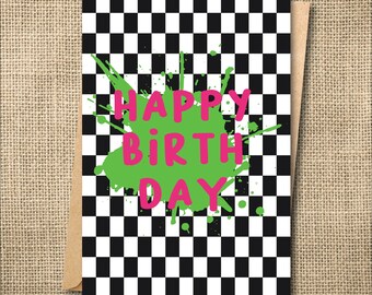 Retro Happy Birthday Day Card, 80's HBD greeting