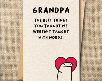 Grandpa Appreciation Card | Lessons Taught Without Words, Thank You Greeting