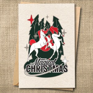 Carte de joyeux Noël, cartes de Noël faites main, carte de vœux drôle, cartes uniques, carte licorne, lot de cartes de Noël, cartes de Noël drôles