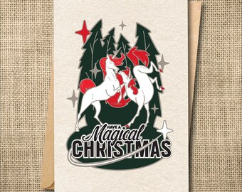 Merry Christmas Card, Christmas Cards Handmade, Funny Holiday Card, Unique Cards, Unicorn Card, Christmas Cards Set, Christmas Cards Funny