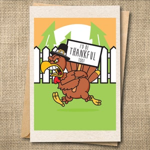 Carte de Thanksgiving drôle, carte de dinde, carte de vœux drôle, carte végétalienne, carte sans viande, cartes en vrac, cartes de vœux en vrac, vacances humoristiques