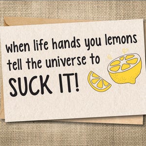 Cuando la vida te da limones, Tarjeta de la vida te da limones, Tarjeta de apoyo divertida, Tarjeta de divorcio, Tarjeta de cáncer, Tarjeta de sobriedad, Tarjeta de simpatía