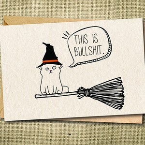Tarjeta divertida de Halloween, Feliz Halloween, Juego de tarjetas de Halloween, Tarjeta de Halloween, Tarjeta de temporada, Tarjeta divertida de gato, Bebé de Halloween, Truco o trato