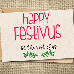 Festivus-kaart, Seinfeld-kaart, Happy Festivus voor de rest van ons, 23 december, grappige kerstkaart, Festivus-paal, grappige kerstkaart