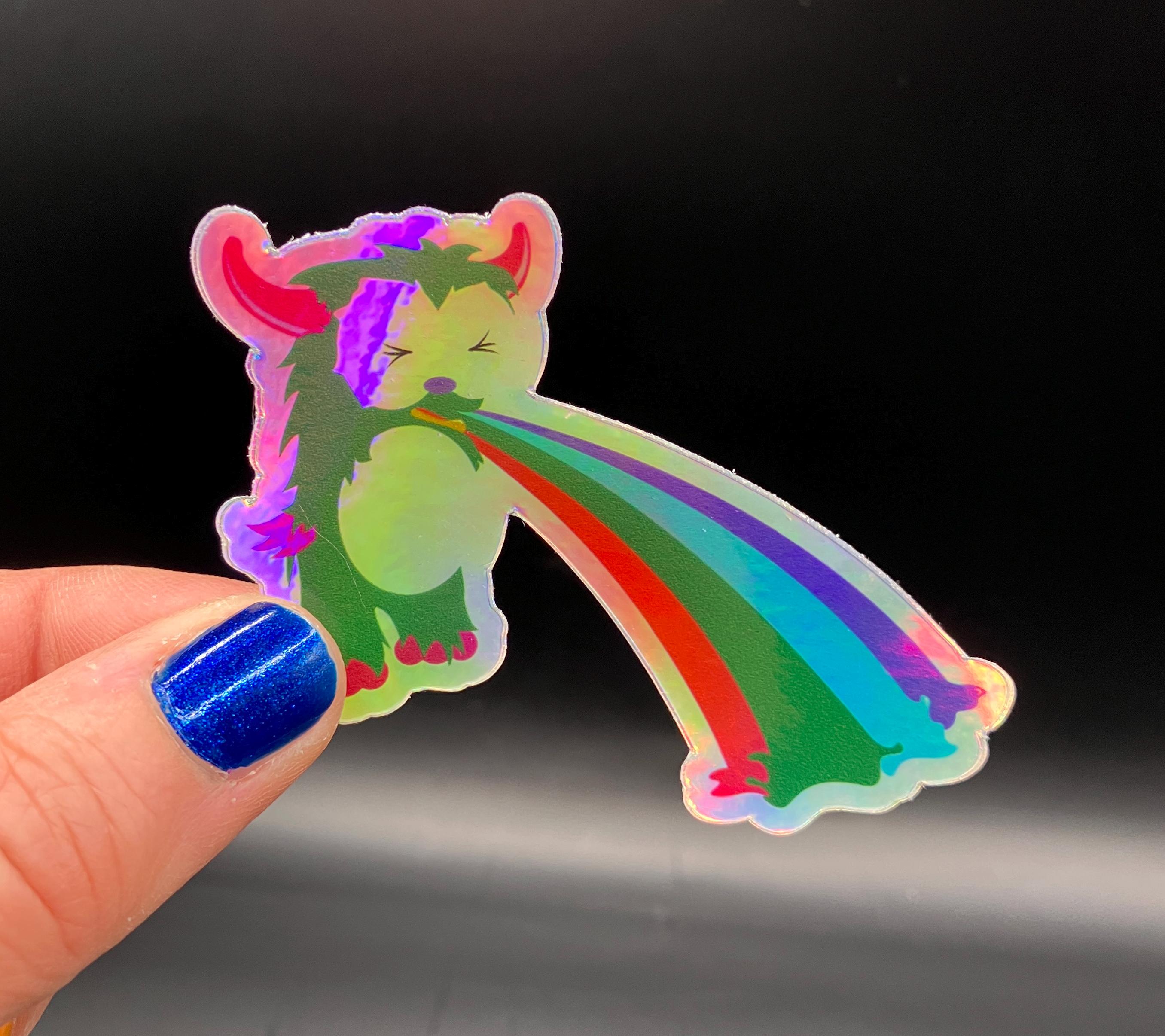 Rainbow Puke Monster Holographic Sticker: Funny Vinyl Decal - Etsy