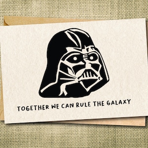 Tarjeta de Darth Vader, linda tarjeta de amor para novio, novia, cumpleaños, aniversario, tarjeta Pew Pew Pew, tarjeta de Star Wars, linda tarjeta de San Valentín