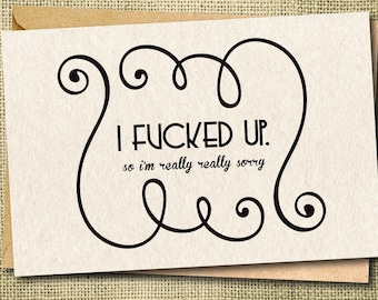 Funny Apology Card: Snarky Sorry Greeting Card
