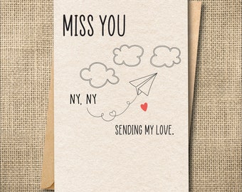 Miss You Card, State to State Card, Moving Card, Best Friend Card, Long Distance Card, Custom MIss you Card, Custom Card, Online Dating Card