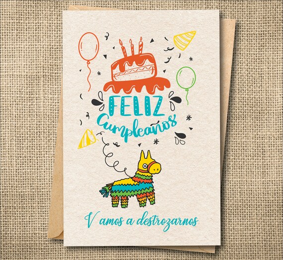 feliz cumpleanos spanish birthday card let s get etsy sweden
