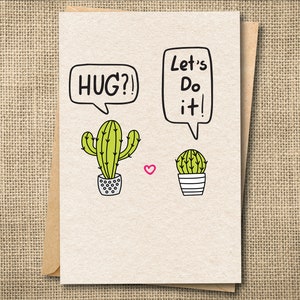 Excuseskaart, knuffel het uit, grappige kaart voor vriend, liefdeskaart, mis je-kaart, langeafstandskaart, grappige relatiekaart, cactuskaart