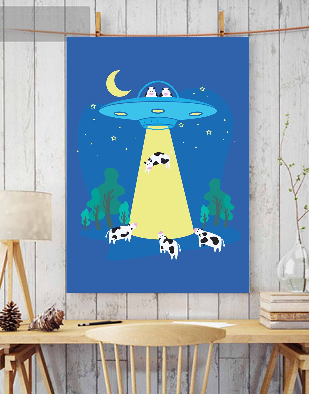 Alien Print, Cow Print, Alien Cow, Colorful Wall Art, 8x10 Print ...