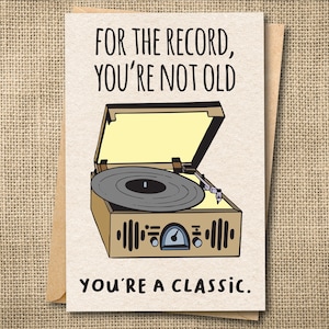Lustige Geburtstagskarte für Vinylsammler, klassische Retro-Plattenspieler-Plattenspieler-Geburtstagskarte, Geburtstagskarte für Opa oder Vater, Vintage Bday
