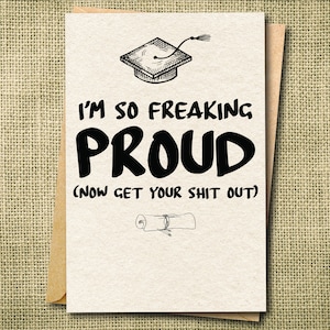 Tarjeta de graduación divertida, muy orgulloso de ti, tarjeta de felicitaciones al graduado, lo siento, graduado, tarjeta de felicitaciones, tarjeta de graduación, tarjeta de diploma, graduado