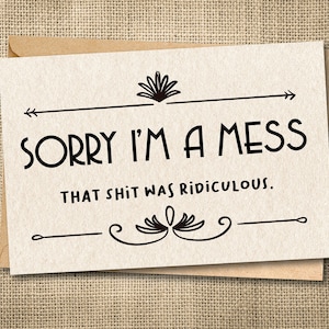 Excuseskaart, grappige verontschuldigingskaart, oprechte verontschuldiging, sarcastische kaart, grappige sorry-kaart, grappige kaart sorry, sorry-kaart, leuke verontschuldiging