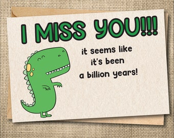 Divertida tarjeta de "Te extraño": Amistad con T. Rex, Regalo para personas que viven lejos