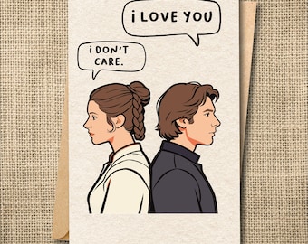 Han Solo and Leia Card, Star Wars Inspired Love Card