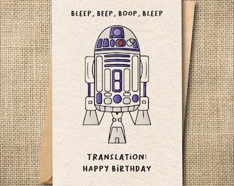 Tarjeta de cumpleaños de R2D2: Divertida tarjeta de robot para él