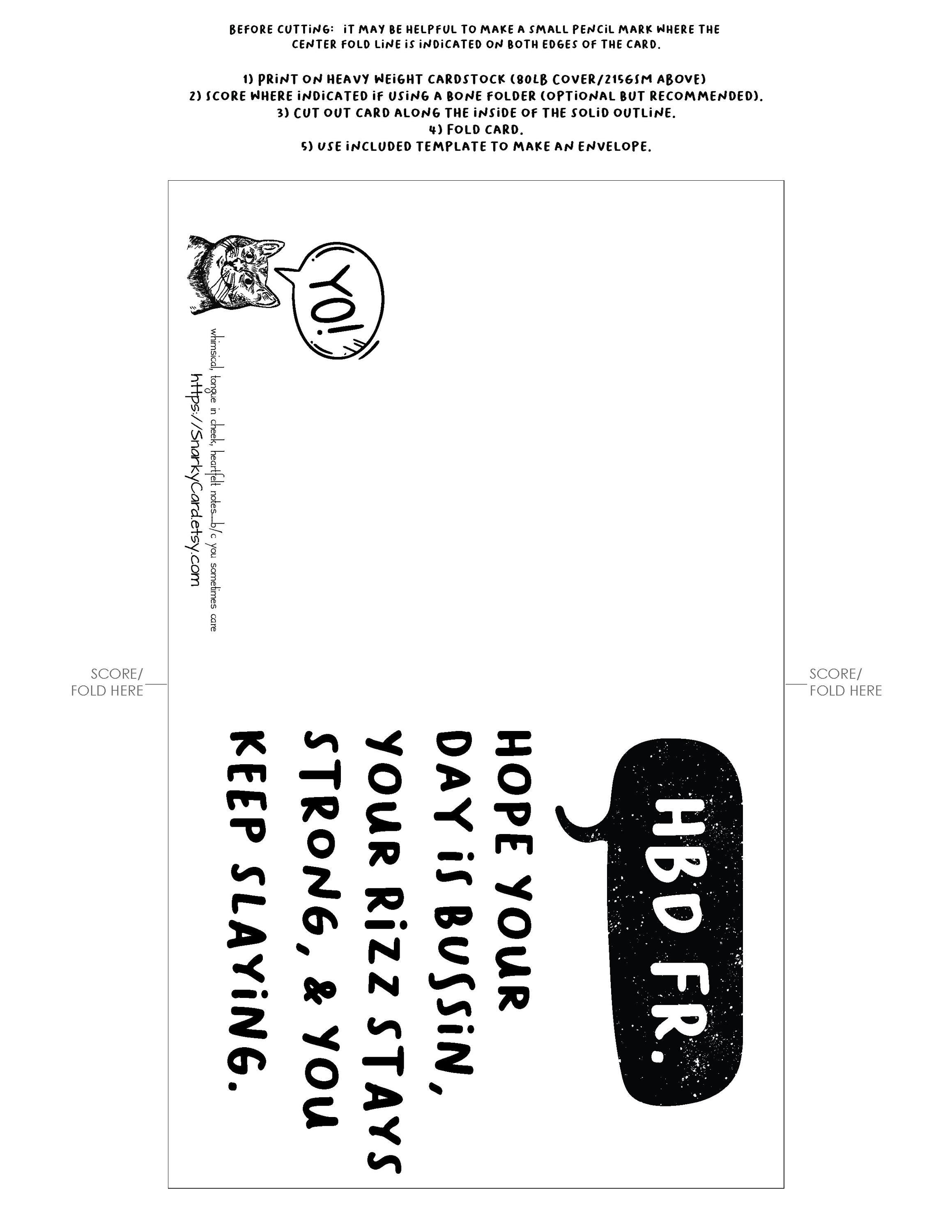 The Rizz Printable Printable Birthday Card for Teen Slang Card, Bussin, Rizz, Print at ...