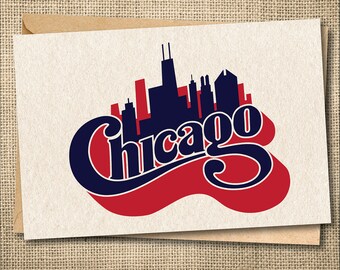Tarjeta de felicitación retro ilustrada de Chicago Home Card