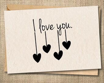 I love you card, Cute I love you, I Love You, Heart Card, Card for Boyfriend, Card for girlfriend, card for mom, card for dad, love card