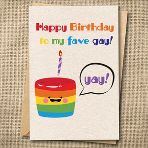 Tarjeta gay favorita, tarjeta de cumpleaños gay, tarjeta LGBT, tarjeta de arcoíris, cumpleaños gay divertido, cumpleaños LGBT, tarjeta de cumpleaños divertida, cumpleaños de arcoíris