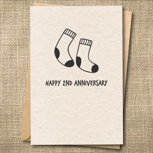 Biglietto di auguri per il 2° anniversario, regalo per il 2° anniversario, anniversario di cotone, biglietto di auguri per l'anniversario carino, biglietto di auguri per l'anniversario per lui, biglietto di auguri per l'anniversario per lei
