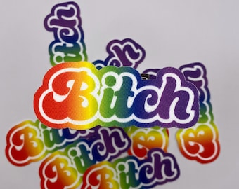 Adesivo "Rainbow Bitch" | Adesivo engraçado com palavrão | Adesivo retrô com palavrão | Adesivo de tecido ousado
