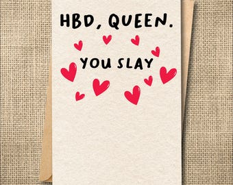Teen Birthday Card, Gen Z Girl Card, Kid Slang HBD