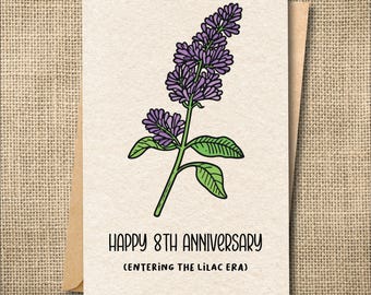 8th Anniversary Card: Bronze, Pottery, Lilac Anniversary