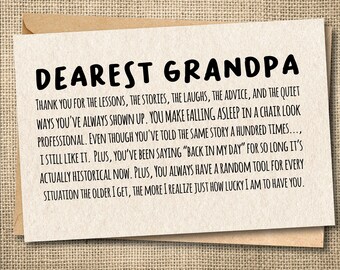 Funny Grandpa Card | Whimsical Cat Birthday Greeting | Heartfelt Thank You Note