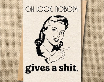 Retro Anonymous Card, Petty Revenge Greeting, Rude Humor (Blank or Handwritten)