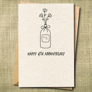 Carte 4e anniversaire, Anniversaire de plantes, Anniversaire de fruits, Carte d'anniversaire mignonne, Carte pour femme, Carte pour mari, Carte pour partenaire